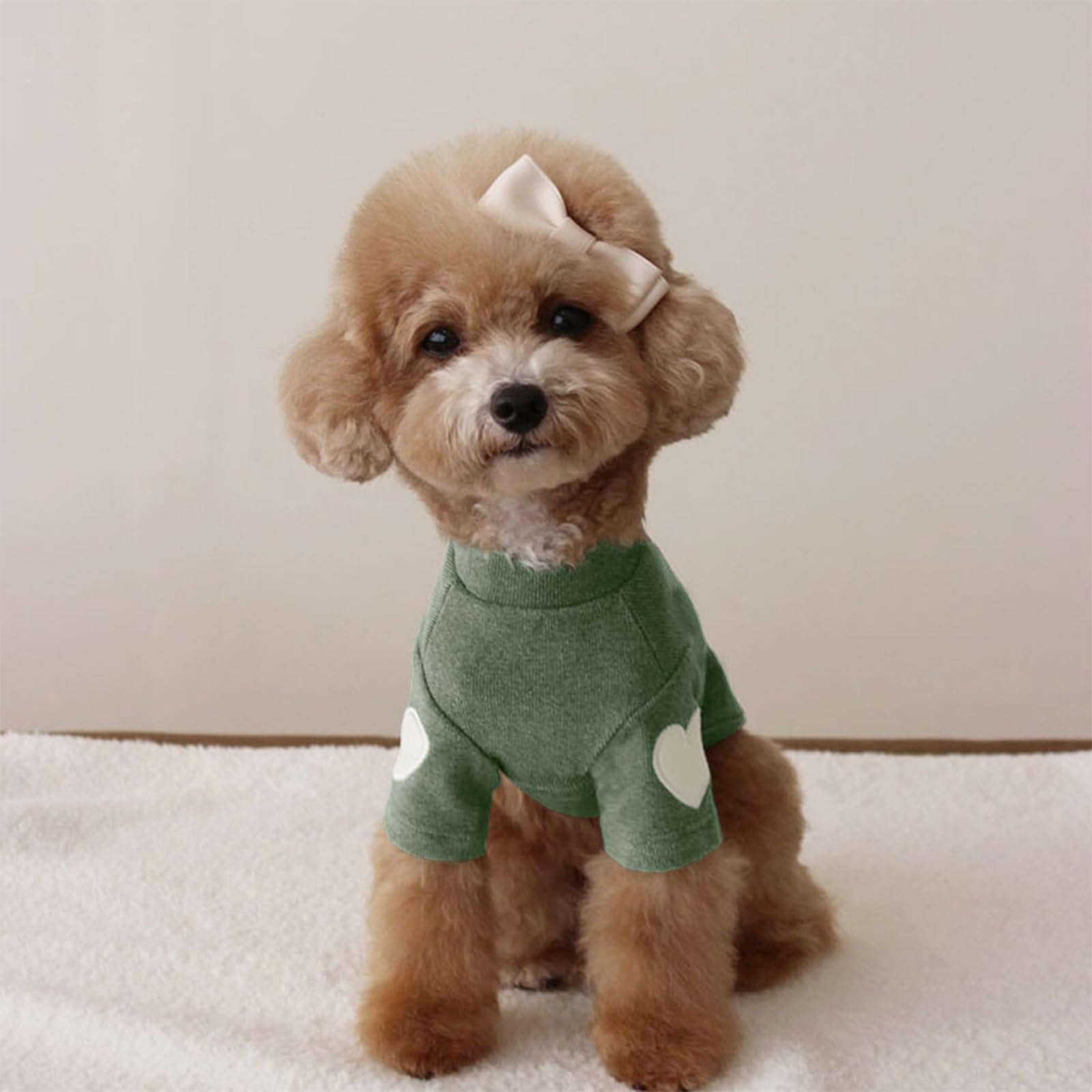 Yaopelky Dog Sweatshirt For Small Medium Dogs Warm Pet T Shirt Dog Clothes With Heart Print Cat Puppy Outfit Doggie Sweatshirts